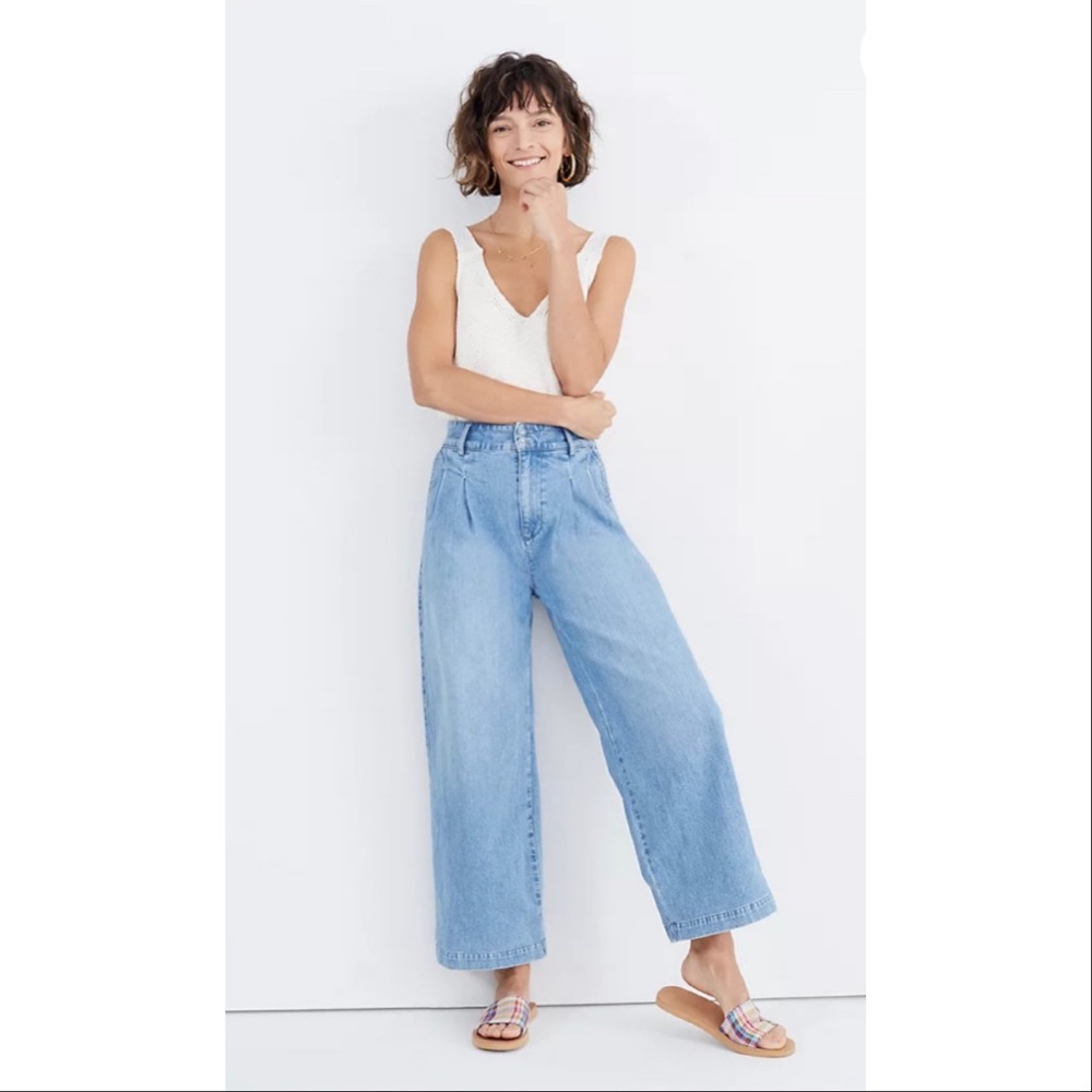 Madewell Pleated Wide Leg Jeans Kinnon Wash Size 2